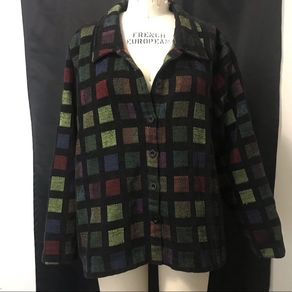 Black + rainbow vintage woven jacket